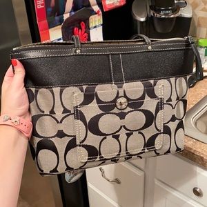 Coach grey and black purse